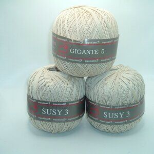 Crochet Thread MADE IN ITALY (x3) Tropical Lane (2) Susy and (1) Gigante Beige